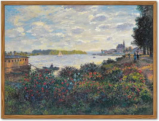 Framed Claude Monet Wall Art – Vintage Landscape Painting Wall Decor, Impressionist Living Room Wall Art, Classic Aesthetic Canvas Prints for Bedroom Kitchen Bathroom – 8"x10"