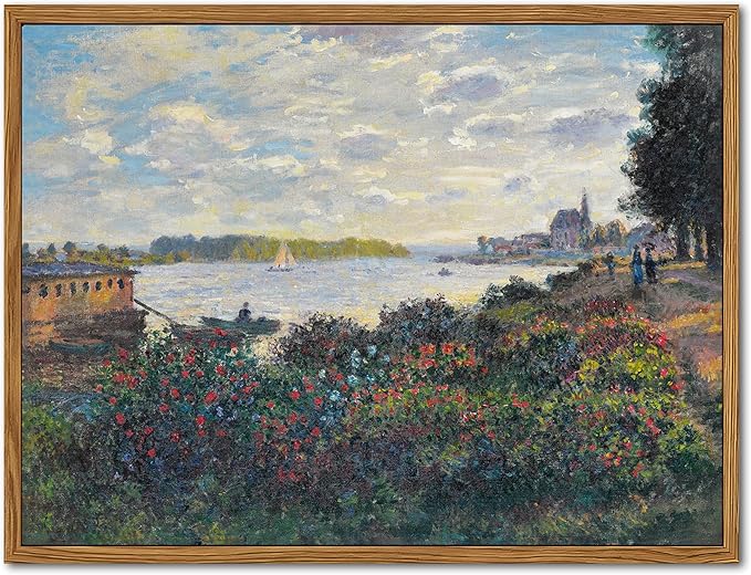 Framed Claude Monet Wall Art – Vintage Landscape Painting Wall Decor, Impressionist Living Room Wall Art, Classic Aesthetic Canvas Prints for Bedroom Kitchen Bathroom – 12"x16"