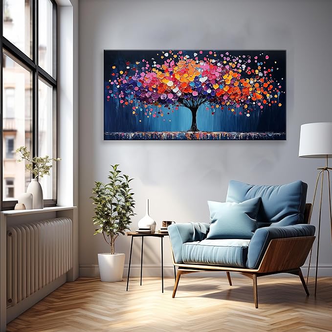 Suconvng Canvas Art Wall Decor Abstract Tree Wall Art For Living Room Modern Abstract Wall Decor Prints Pictures Colorful Tree Of Life Wall Art Picture For Bedroom Hotel Home Artwork 24 X 48 Inch