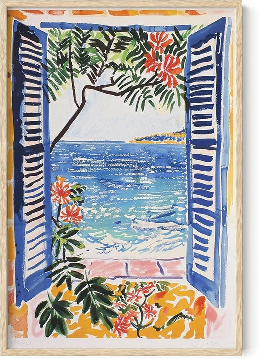 HAUS AND HUES Floral Art Wall Decor - Wildflowers Wall Art for Living Room, Floral Artwork for Bedroom Walls, Flower Painting for College Girls Dorm Room (Open Doors, Beige Frame, 24x36)