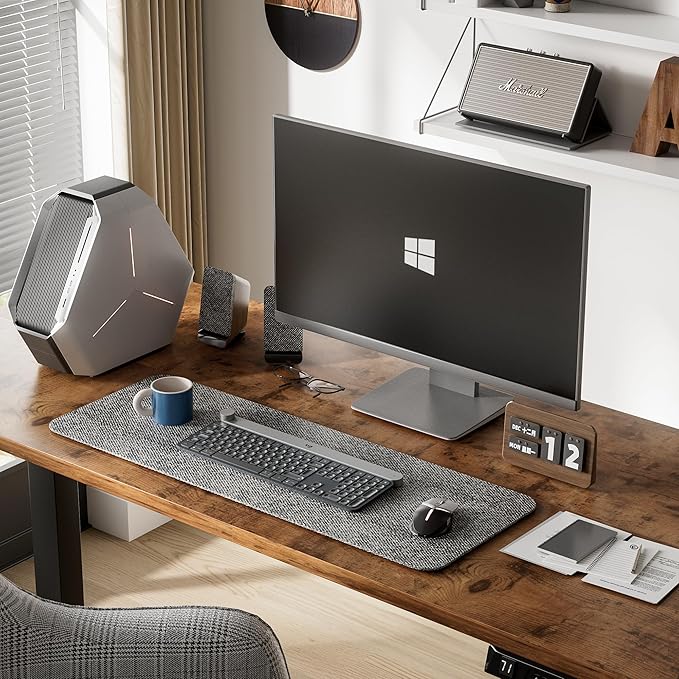 Furmax Electric Standing Desk, 55 x 24 Inches Height Adjustable Desk with Removable Casters, Home Office Computer Desk (Brown)