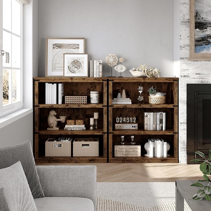 5 Tier Farmhouse Bookcase, 67.4" Tall Book Shelf with Storage, Wooden Bookshelves 5 Shelf Display Shelves for Home Office(67.4" H x 31.5" W x 12.8" D) (Vintage, 40.0" H x 31.5" W x 12.2" D)