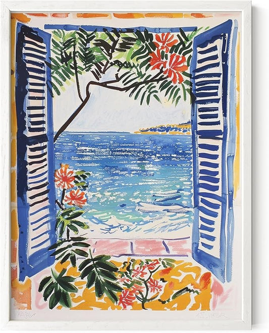 HAUS AND HUES Floral Art Wall Decor - Wildflowers Wall Art for Living Room, Floral Artwork for Bedroom Walls, Flower Painting for College Girls Dorm Room (Open Doors, White Frame, 12x16)