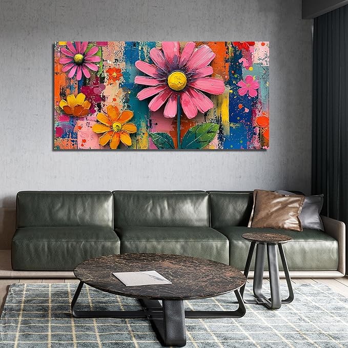 Colorful Flower Pictures Wall Art for Bedroom Home Office Decor for Women Large Prints Wall Art for Apartment Size 29 x 58 Inch
