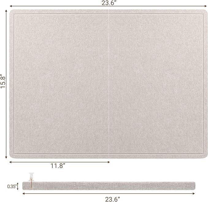 AKTOP Bulletin Board, 24" x 18" Foldable Felt Notice Pin Board for Wall, Decorative CorkBoard Photo Display Board with Self-Adhesive Tape, Vision Board Cork Board Alternative with 25 Pushpins - Latte