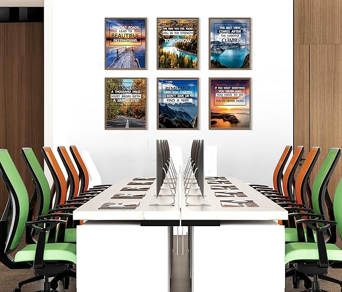 SGGYEFOK Motivational Wall Art Decoration Painting | 6-pack 8 x 10 inches, Suitable for Library, School, Gym,Office， Living Room deco（Frameless） 1