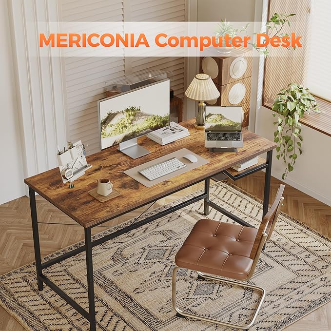 Mericonia 55 inch Computer Desk, Gaming Desk for Small Spaces, Modern Simple Style Table for Home Office, Study Student Writing Table