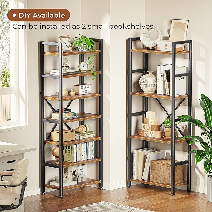 SUPERJARE Triple Bookshelf, Bookcase with 11 Open Display Shelves, Wide Book Shelf Book Case for Home & Office, 4 Tier, Brown
