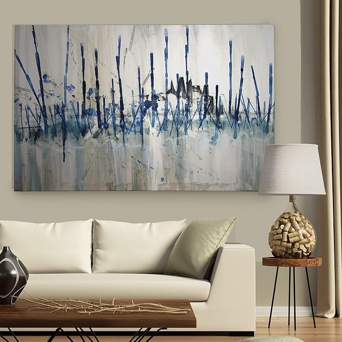 Abstract Wall Art Oil Painting Canvas Prints Modern Wall Décor for Bedroom Bathroom Kitchen Living Room Office, Contemporary Wall Art, Ready to Hang - Marshes Edge 32" H X 48"W
