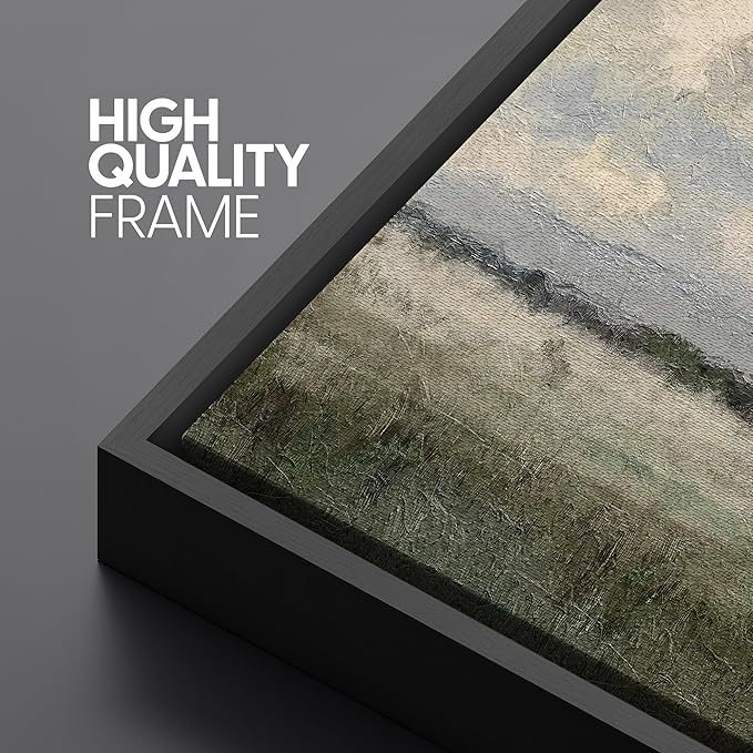 SIGNFORD Extra Large Framed Canvas Moody Overcast Landscape Illustrations Modern Art Calm Warm for Living Room, Bedroom, Office - 60"x30"