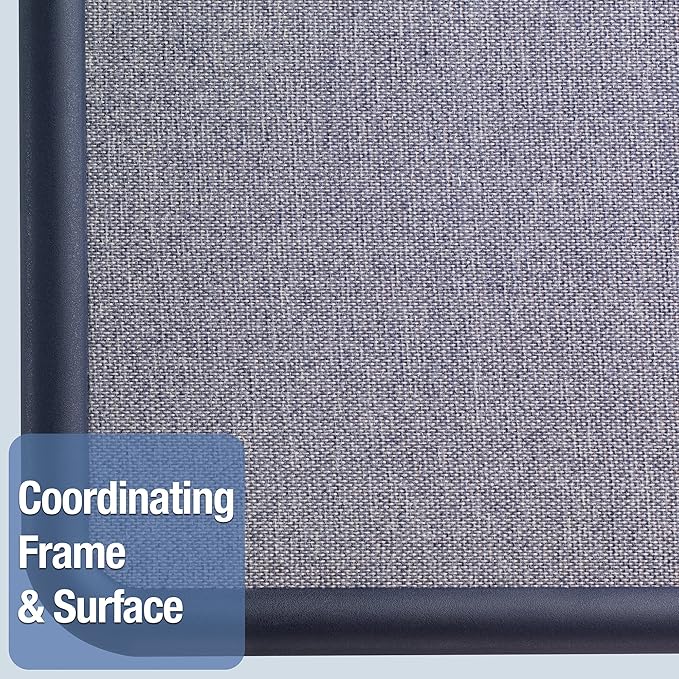 Quartet Bulletin Board, Fabric, 3 x 2 Feet, Office Bulletin Boards, Contour Navy Blue Plastic Frame (7693BE)
