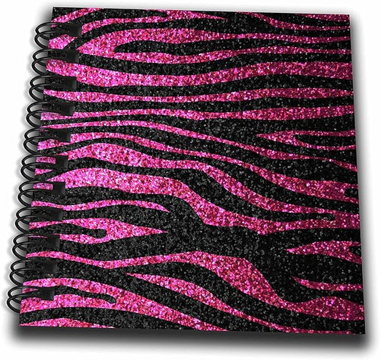 3dRose Hot Pink and Black Zebra print Faux bling photo Not Actual Glitter fancy diva girly sparkly sparkles - Mini Notepad, 4 by 4-inch (db_113174_3)