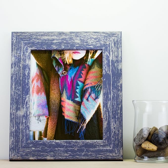 Craig Frames American Barn, Faux Barnwood Picture Frame, Blue, 16 x 22 Inch