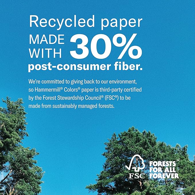 Hammermill Colored Paper, 20 lb Turquoise Printer Paper, 8.5 x 11 - Made in the USA, Pastel Paper, 103820R - 1 Ream (500 Sheets)