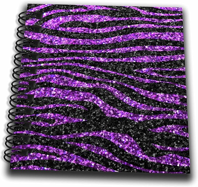 3dRose db_113175_3 Purple and Black Zebra Stripe Print Faux Bling Photo Not Actual Glitter Glittery Sparkles Sparkly Mini Notepad, 4 by 4"