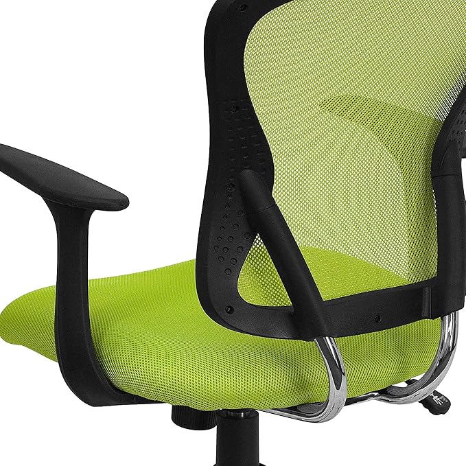 Flash Furniture Alfred Mid-Back Green Mesh Swivel Task Office Chair with Chrome Base and Arms