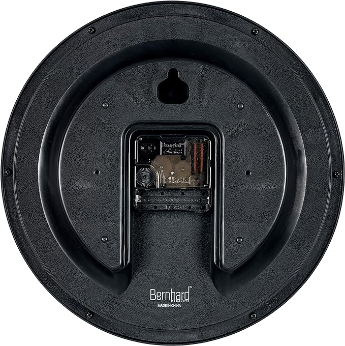 Bernhard Products Black Wall Clock Silent Non Ticking 12 Inch Quality Quartz Battery Operated Round Easy to Read Home/Office/Kitchen/Classroom/School Clocks