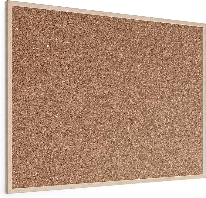 U Brands Cork Bulletin Board, 36" x 48" Inches, Light Birch Wood Frame (003U00-01)
