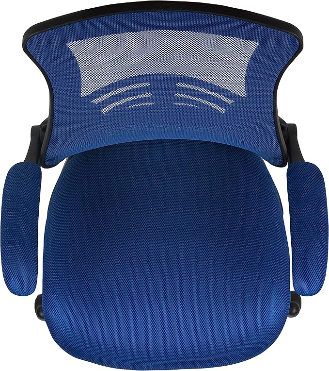 Flash Furniture Kelista Mid-Back Swivel Office Chair with Adjustable Seat Height, Ergonomic Mesh Desk Chair with Flip-Up Armrests, Blue